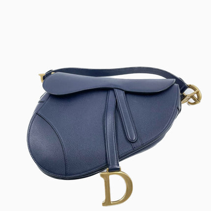 Sold Dior Saddle Blue Medium Grained Leather Handbag with Strap-Luxbags