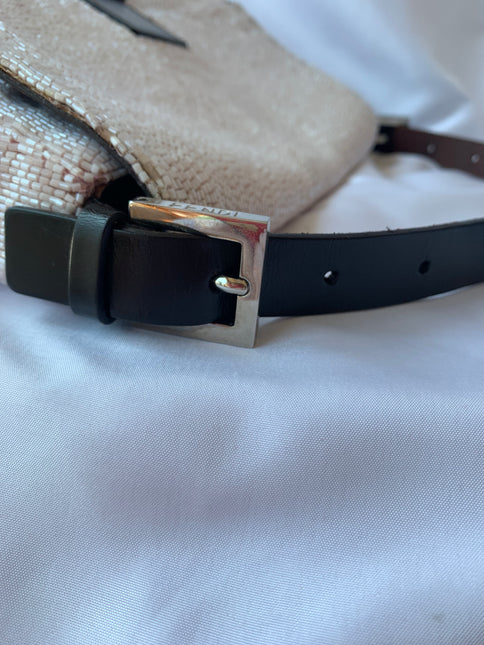 Sold Fendi Mamma Baguette White Glitter Beads