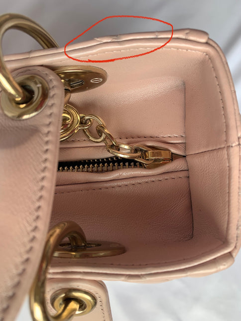 Sold Lady Dior Pink Cannage Leather Medium