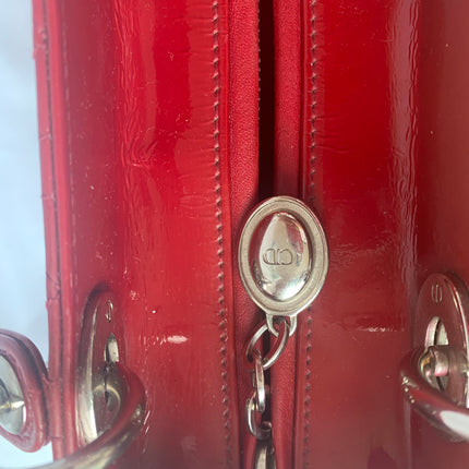 Sold Lady Dior Medium Bag Red Patent Leather