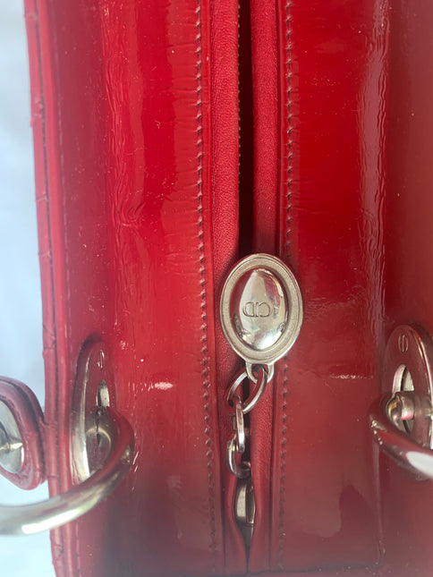 Sold Lady Dior Medium Bag Red Patent Leather