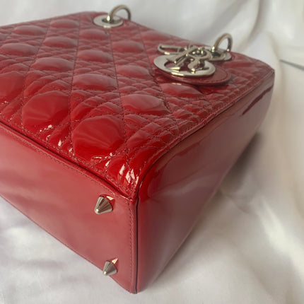 Sold Lady Dior Medium Bag Red Patent Leather
