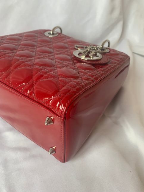 Sold Lady Dior Medium Bag Red Patent Leather