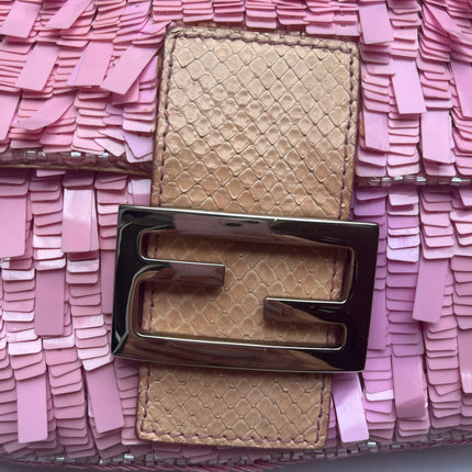 Sold Fendi Baguette Glitter Pink square sequins