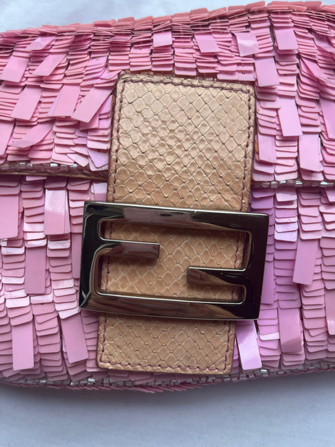 Sold Fendi Baguette Glitter Pink square sequins