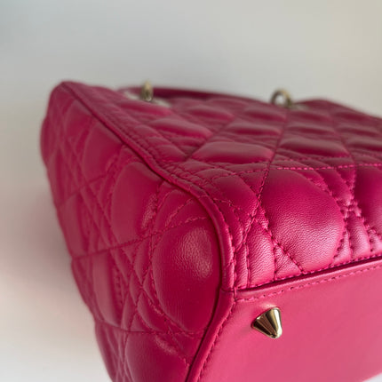 Sold Lady Dior Hot Pink Fuchsia Cannage Leather Medium