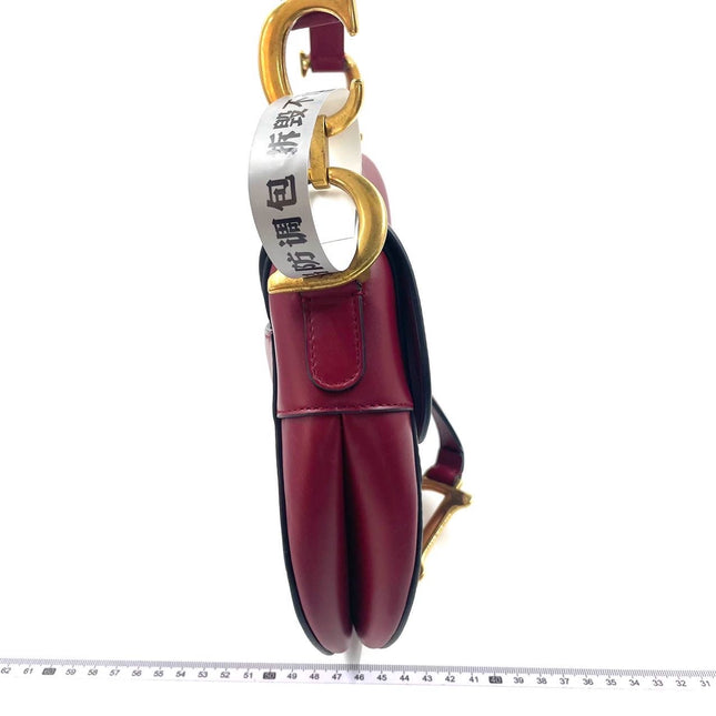 Sold Dior Saddle Scarlet Red Burgundy Medium Calfskin Smooth Leather Handbag like new