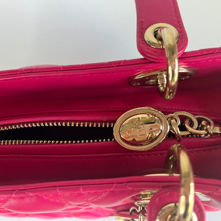Sold Lady Dior Hot Pink Fuchsia Cannage Leather Medium