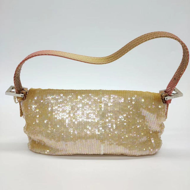 Sold Fendi Baguette Little Mermaid Glitter Pink circle sequins