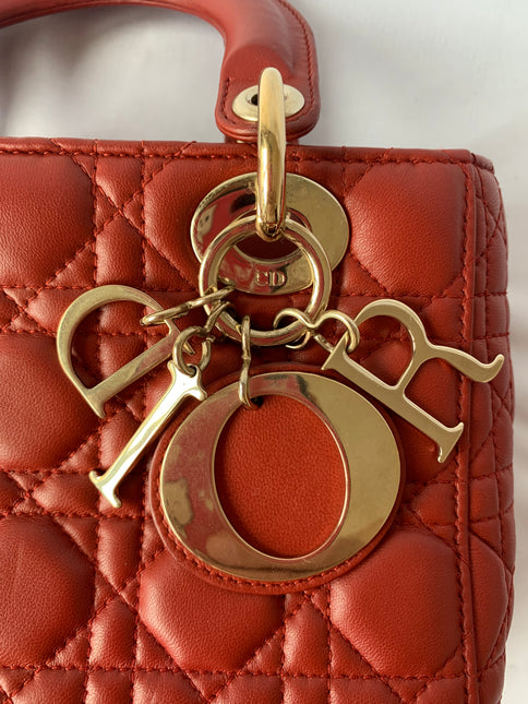 Sold Lady Dior Small My Abcdior Red Lambskin Cannage Leather