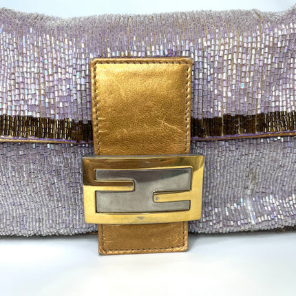 Sold FENDI Baguette Glitter beads Lilac