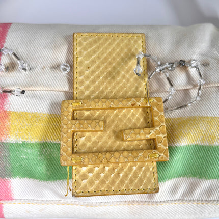 FENDI Baguette Cream canvas with Beads