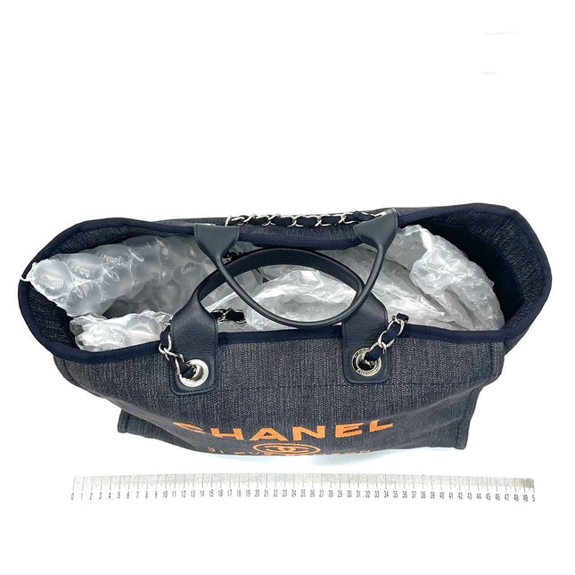 Sold Chanel Deauville Tote Denim Medium Orange Print