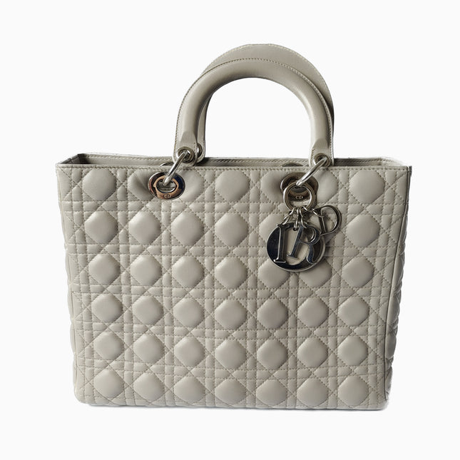 Sold Lady Dior Large Grey Leather handbag with strap-Luxbags