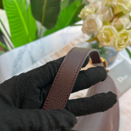 Sold Dior Saddle Maroon Medium Grained Leather Handbag with Strap