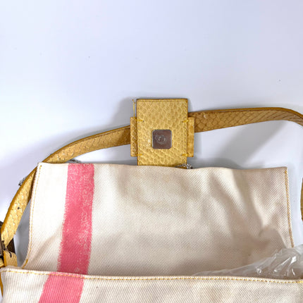 FENDI Baguette Cream canvas with Beads