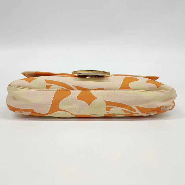 Sold FENDI Baguette Orange Multicolor Silk with Psychedelic prints