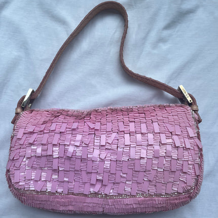 Sold Fendi Baguette Glitter Pink square sequins