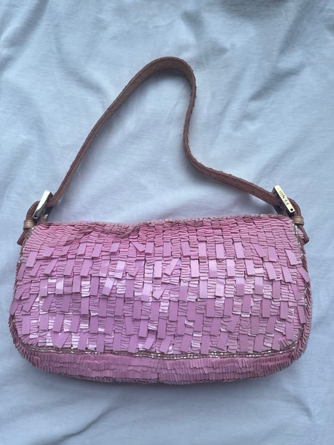 Sold Fendi Baguette Glitter Pink square sequins