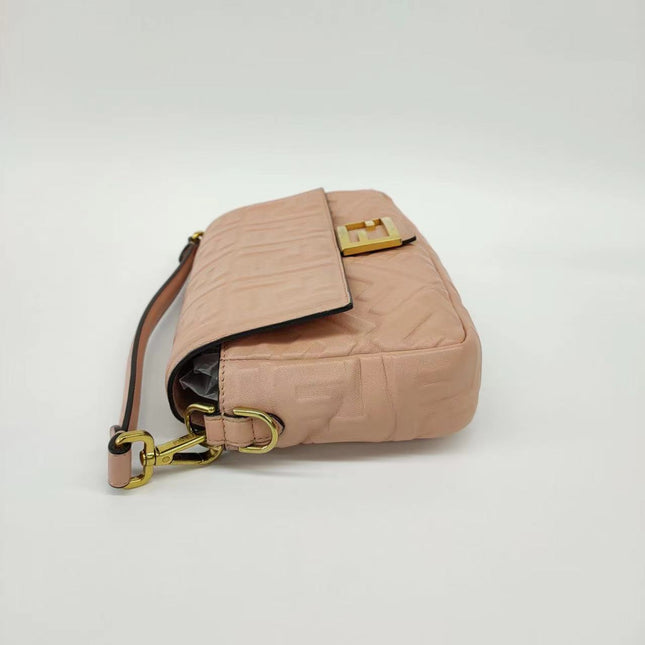 Sold FENDI Baguette Salmon Pink Leather 3D FF Motif Crossbody bag
