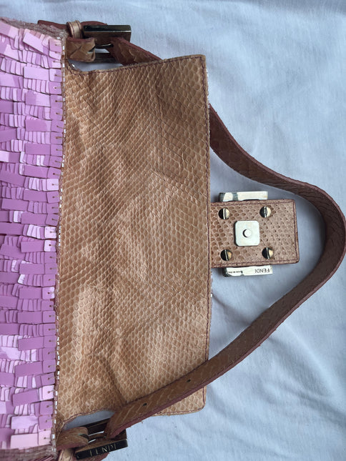 Sold Fendi Baguette Glitter Pink square sequins