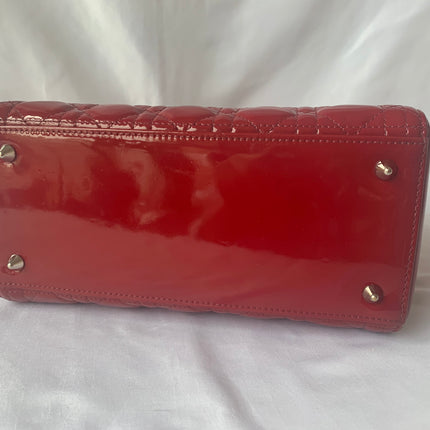 Sold Lady Dior Medium Bag Red Patent Leather
