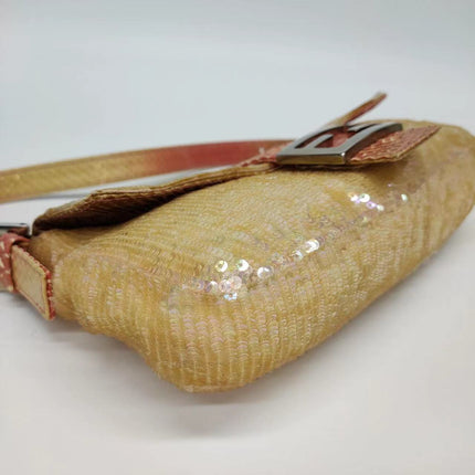 Sold Fendi Baguette Little Mermaid Glitter Pink circle sequins