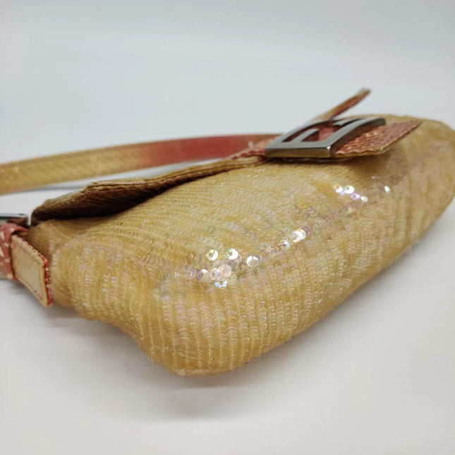 Sold Fendi Baguette Little Mermaid Glitter Pink circle sequins