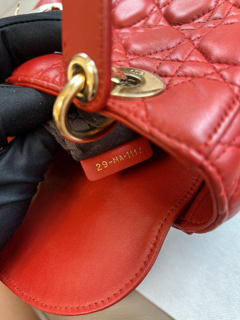 Sold Lady Dior Small My Abcdior Red Lambskin Cannage Leather