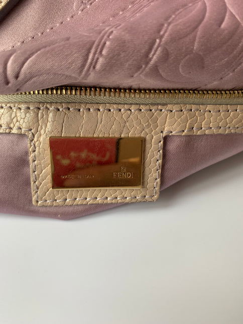 FENDI Baguette Purple Silk with embossed pattern