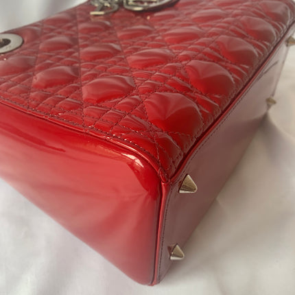 Sold Lady Dior Medium Bag Red Patent Leather