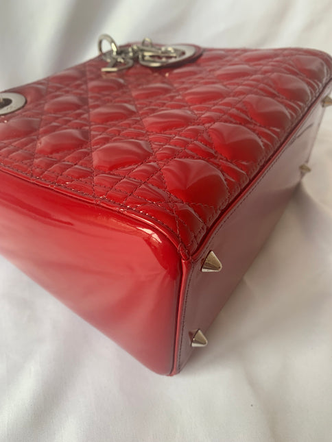 Sold Lady Dior Medium Bag Red Patent Leather