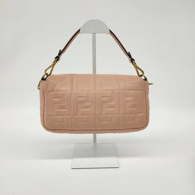 Sold FENDI Baguette Salmon Pink Leather 3D FF Motif Crossbody bag