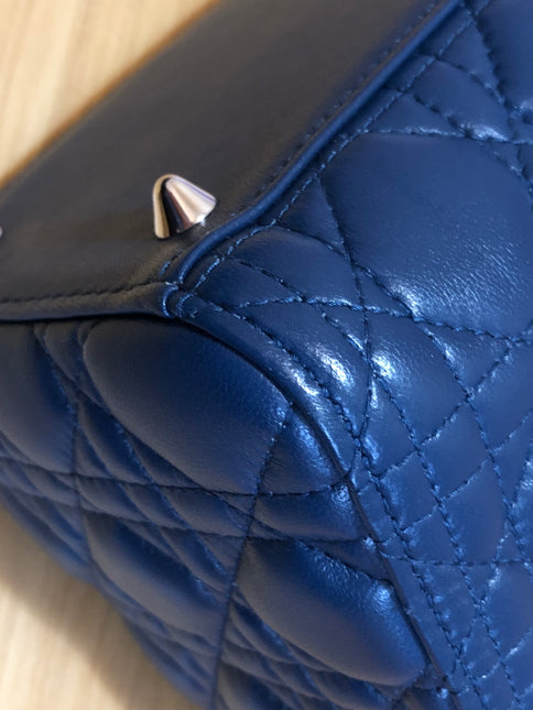 Sold Lady Dior Medium Navy Blue Cannage Lambskin Leather