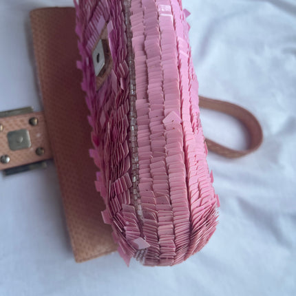 Sold Fendi Baguette Glitter Pink square sequins