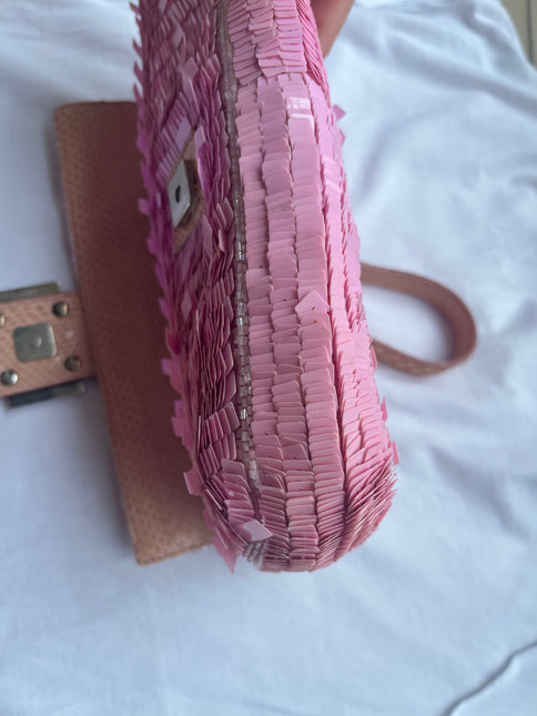 Sold Fendi Baguette Glitter Pink square sequins