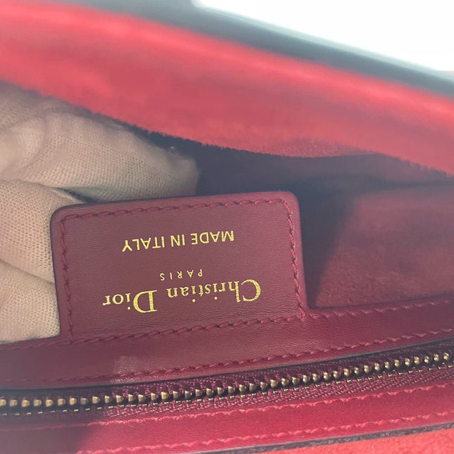 Sold Dior Saddle Scarlet Red Burgundy Medium Calfskin Smooth Leather Handbag like new