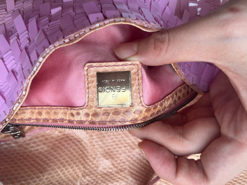 Sold Fendi Baguette Glitter Pink square sequins