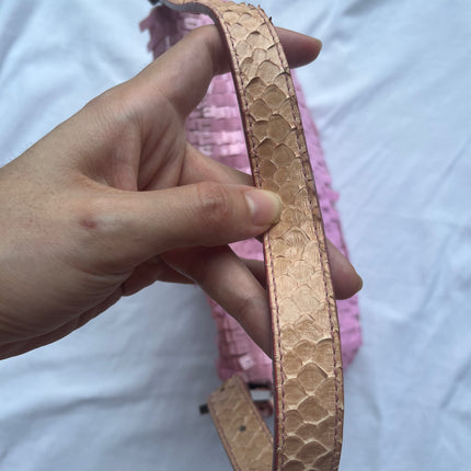Sold Fendi Baguette Glitter Pink square sequins