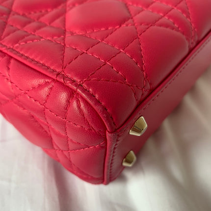 Sold Lady Dior Pink Mini handbag Cannage Leather with strap
