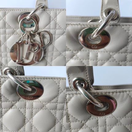 Sold Lady Dior Large Grey Leather handbag with strap