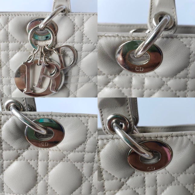 Sold Lady Dior Large Grey Leather handbag with strap