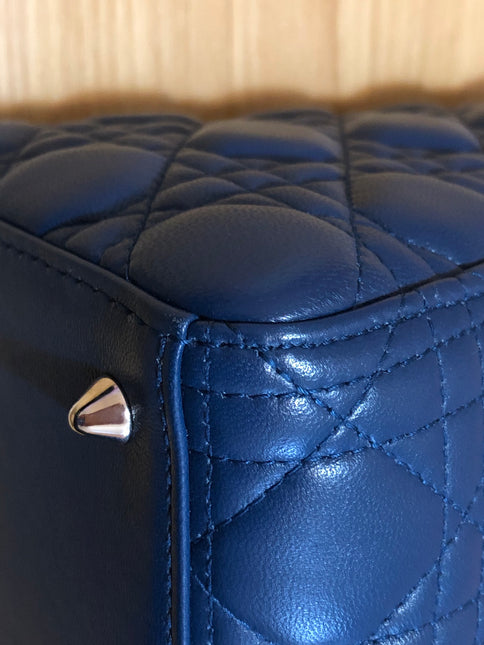 Sold Lady Dior Medium Navy Blue Cannage Lambskin Leather