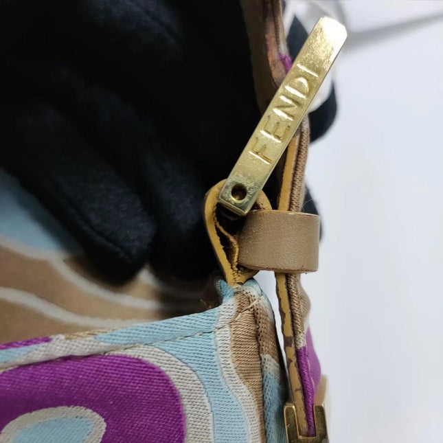 Sold FENDI Baguette Multicolor Silk with Psychedelic prints