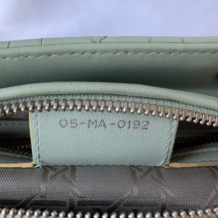 Sold Lady Dior Medium Mint Cannage Lambskin Leather with silver hardware and strap