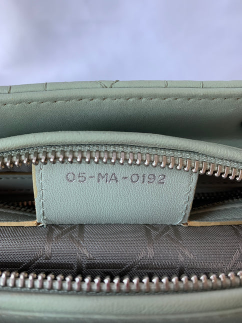 Sold Lady Dior Medium Mint Cannage Lambskin Leather with silver hardware and strap
