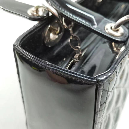Sold Lady Dior Medium Bag Black Patent Leather