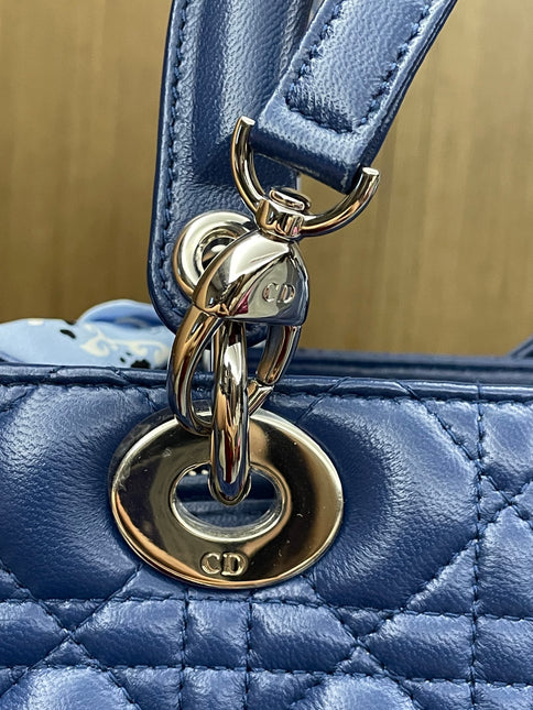 Sold Lady Dior Medium Navy Blue Cannage Lambskin Leather