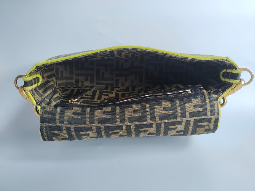 Sold FENDI Baguette Zucca Print canvas with Neon trimming