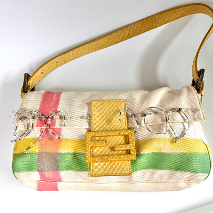 FENDI Baguette Cream canvas with Beads